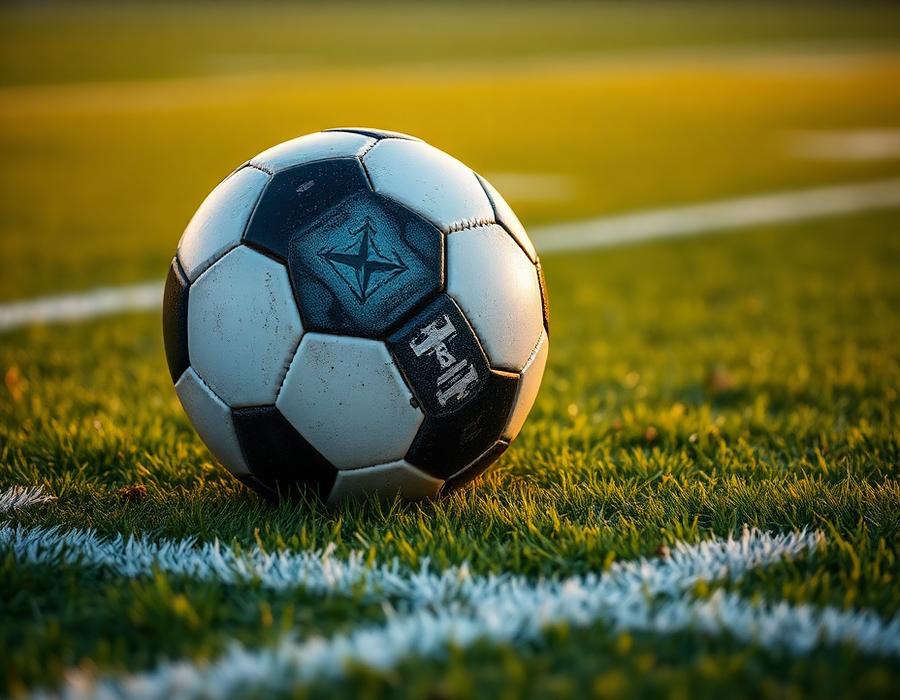 Bola de futebol no gramado