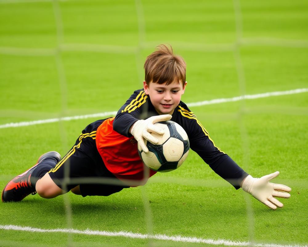Goleiro fazendo defesa